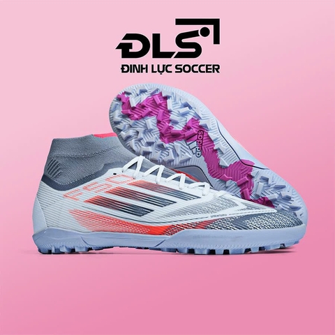 Giày Bóng Đá Adidas F50 Cổ Cao Xám Trắng Vạch Xám Cam TF