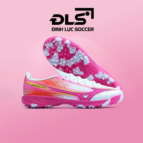 Giày Bóng Đá Mizuno Alpha 3 Elite Trắng Hồng Gót Đỏ Đế Đệm TF