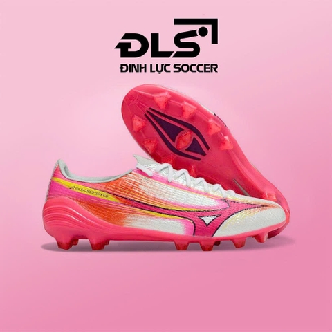 Giày Bóng Đá Mizuno Alpha III Elite Trắng Hồng Gót Đỏ FG