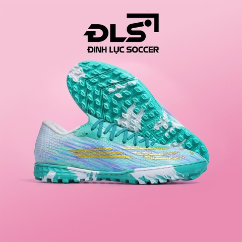 Giày Bóng Đá Việt Nam Superfly 11 Xanh Ngọc Vạch Vàng TF
