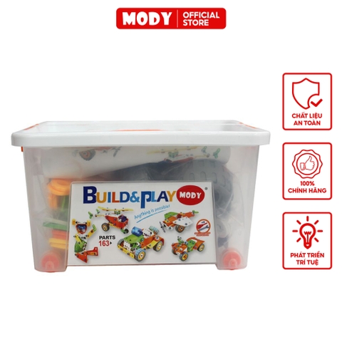 Bộ xây dựng và lắp ráp 163 chi tiết Mody M91751 tặng kèm hộp đựng bánh xe - Đồ chơi giáo dục Steam