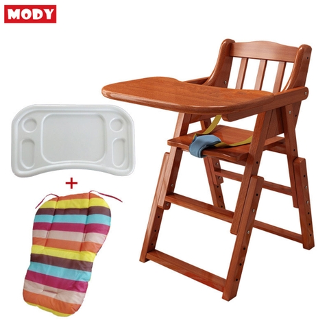 Ghế ăn dặm bằng gỗ kèm khay ăn và đệm cao cấp cho bé Mody M805548