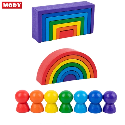 Đồ chơi sắp xếp khối cầu vồng nhiều màu sắc MODY M861700 kích thích sáng tạo cho bé