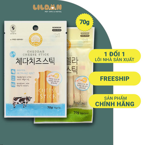 BOWWOW (70g) Bánh Thưởng Snack Thưởng - Xúc Xích Phô Mai Mozzarella, Cheddar Cho Chó