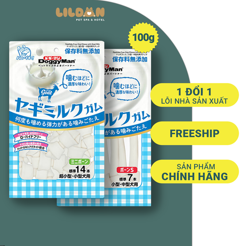DOGGY MAN Bánh Thưởng Cho Chó - Xương Nơ Sữa Dê, Xương Nơ Thơm Miệng