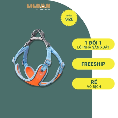 Dây Dẫn Chó Mèo - Dây Dắt Kèm Yếm Vải Bản To Ôm Ngực Êm Ái Cho Chó Mèo Kèm Dây Dẫn