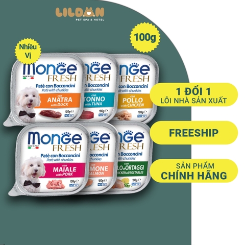 MONGE (100g) Pate Đóng Hộp Dành Cho Chó Con Và Chó Trưởng Thành Nhiều Vị