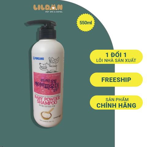 FORCANS (550ml) Dầu Gội Hương Baby Powder Dành Cho Chó Có Lông Và Da Nhạy Cảm