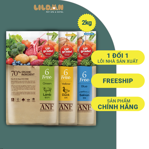 ANF 6FREE Thức Ăn Hạt Hữu Cơ Dành Cho Cún Trên 6 Tháng Tuổi Vị Cừu, Bò, Cá Hồi