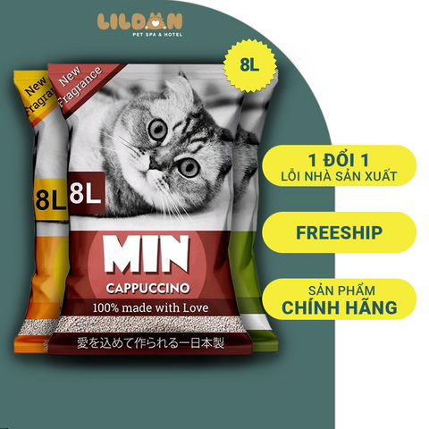 CÁT MIN (8L) Cát Vệ Sinh Cho Mèo Làm Từ Đất Sét - Thấm Hút Tốt, Vón Cục Tốt, Mùi Thơm, Ít Bụi