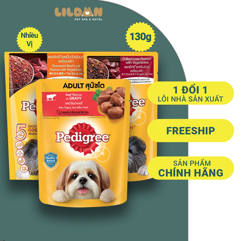 PEDIGREE (130g) Pate Cho Chó Con Và Chó Trưởng Thành Dạng Sốt Nhiều Vị
