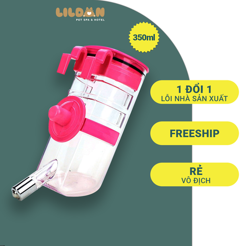 Bình Nước Cho Chó Mèo - Bình Bi Treo Uống Nước Tự Động 350ml