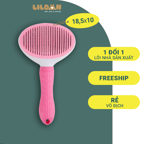 Lược chải lông hình bầu dục có nút bấm, gỡ rối lông chó mèo