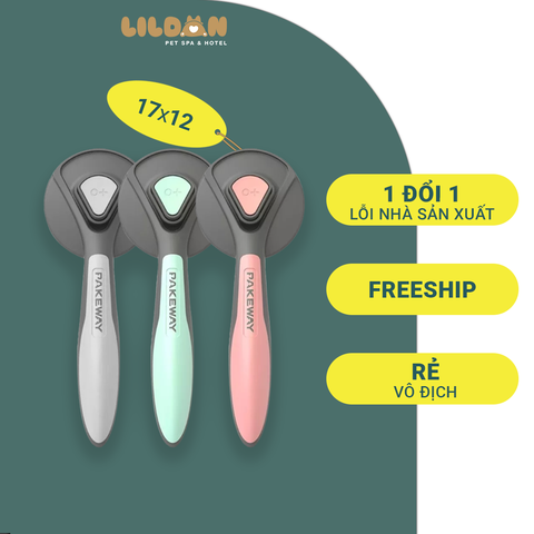 Lược chải lông thú cưng tròn có nút bấm lấy lông PAKEWAY