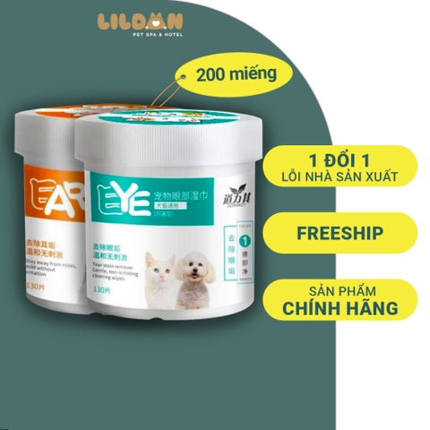DORRIKEY (200 miếng) Khăn Lau Vệ Sinh Tai Dành Cho Chó Mèo