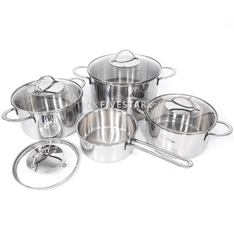 Bộ nồi 4 chiếc 3 lớp inox 304 nắp kính