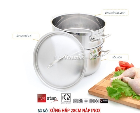 Bộ Nồi Xửng Hấp Inox Fivestar 28cm