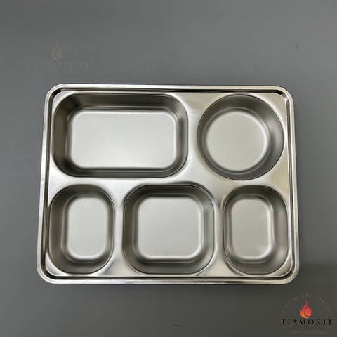 Khay inox 5 ngăn sus 201 cỡ 22 x 28 cm sâu 3.5cm