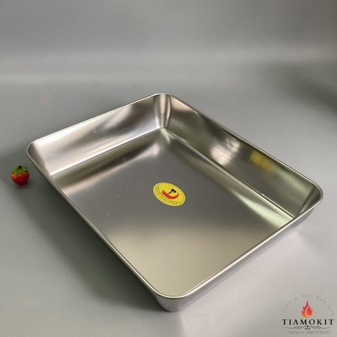 Khay chữ nhật, khay nướng bánh  35x30x6,5 cm Inox 201