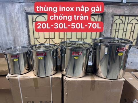 Tùng inox nắp gài 20L, 30L, 50L, 70L