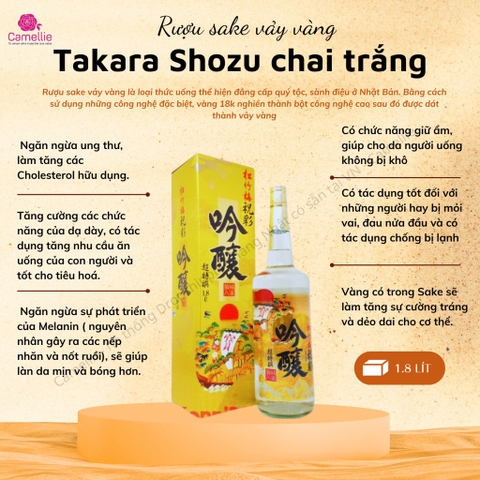 RƯỢU SAKE VẢY VÀNG TAKARA SHOZU CHAI TRẮNG 1800ML