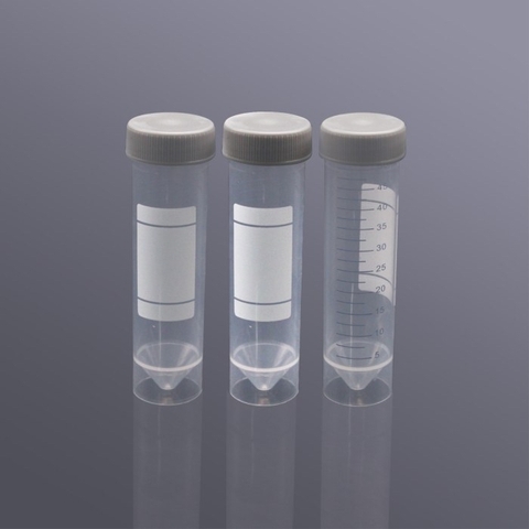 Ống ly tâm (falcon) 50ml, tự đứng, nắp vặn xám, 25 chiếc/túi-tiệt trùng, Biosharp