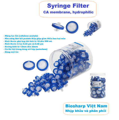 CA membrane, Hydrophilic- Màng lọc CA ưa nước 13mm-33mm, lỗ 0.22µm/ 0.45µm, Biosharp