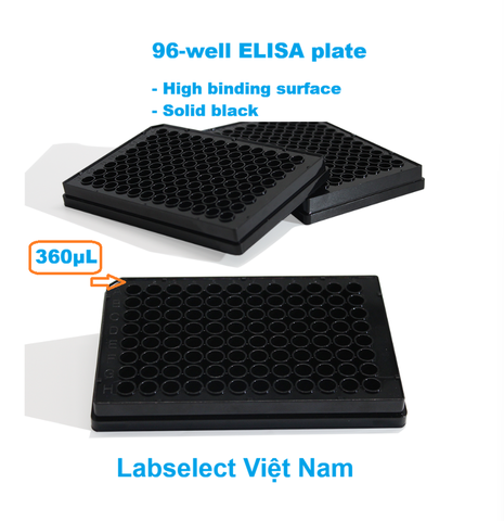 Đĩa ELISA 96 giếng 360μL, đáy phẳng, bề mặt liên kết cao, mầu đen, ELISA plate, LABSELECT