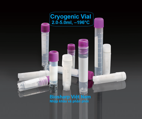 50 chiếc Lọ 2.0ml trữ lạnh -196°C, ren trong/ngoài, vô trùng, nắp vặn mầu tím, Biosharp