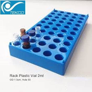 Giá - khay đựng lọ thủy tinh 2ml - vial 2ml dùng cho sắc ký, Rack Plastic Vial 2ml, 50 vị trí  tekcovina