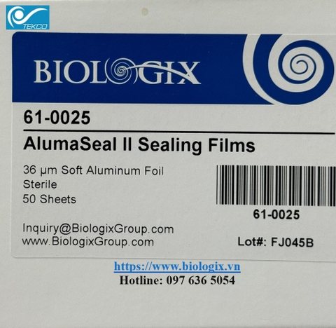 Màng Film dán đĩa PCR, chất liệu nhôm (AlumaSeal II Sealing Films), hãng Biologix