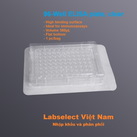 Đĩa ELISA 96 giếng 360μL, đáy phẳng, bề mặt liên kết cao, mầu trong, ELISA plate, LABSELECT