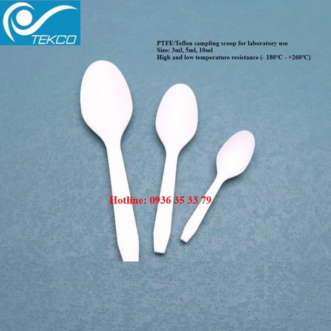 Muỗng Lấy Mẫu PTFE, thìa lấy mẫu PTFE / Teflon, nhiệt độ -180℃ - +260℃, dùng trong phòng thí nghiệm  tekcovina