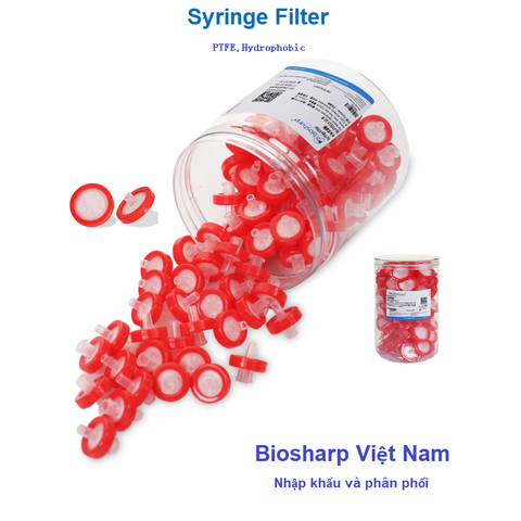 PTFE, Hydrophobic-Màng lọc PTFE Kỵ nước 13-33mm, lỗ 0.22µm/ 0.45µm, Biosharp