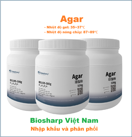 Bột thạch Agar, Agar-Agar, Gum Agar, lọ 500g/1kg, mã BS195, hãng Biosharp