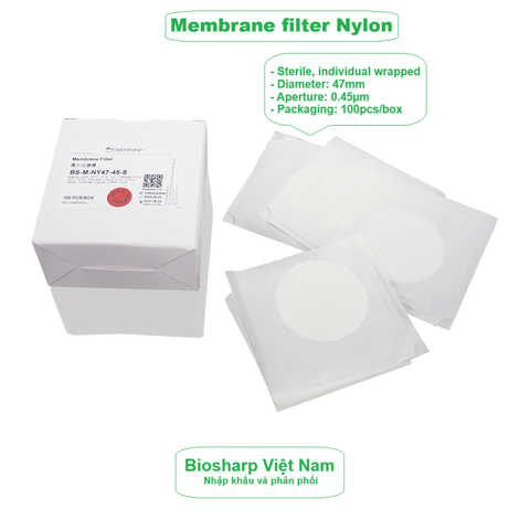 Màng lọc mẫu Nylon tiệt trùng (Ny) đk 47mm/0.22µm-0.45µm, 4x25 chiếc/hộp, hãng Biosharp