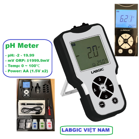 Máy đo pH để bàn -2～19.99 pH, màn hình LCD (pH/ORP/Temp), Model: LMB-AM-100, hãng LABGIC