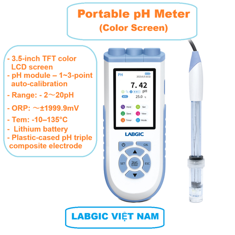Máy đo pH cầm tay -2～20 pH, (Màn hình màu) (pH/ORP/Nhiệt độ) Model: LPH-10, hãng LABGIC