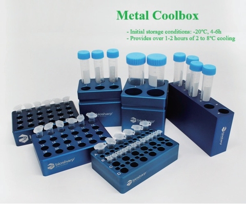 Giá giữ lạnh hợp kim 60 vị trí, cho ống 0.2ml/1.5ml đáy V, mã BC032, Metal Coolbox, Biosharp
