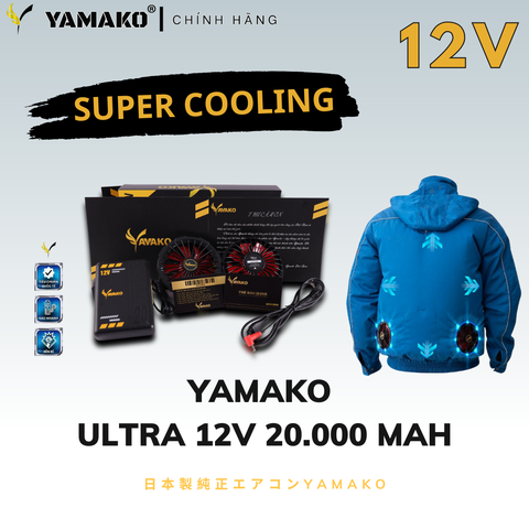 Bộ Áo quạt điều hoà Yamako Super Cooling 12V - 20.000MAH màu XANH DK