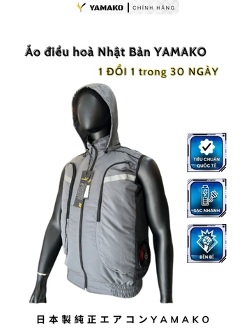 Áo điều hòa nhật bản Yamako Sát nách - Áo điều hoà gile màu GHI XÁM (Áo bán rời không phụ kiện)
