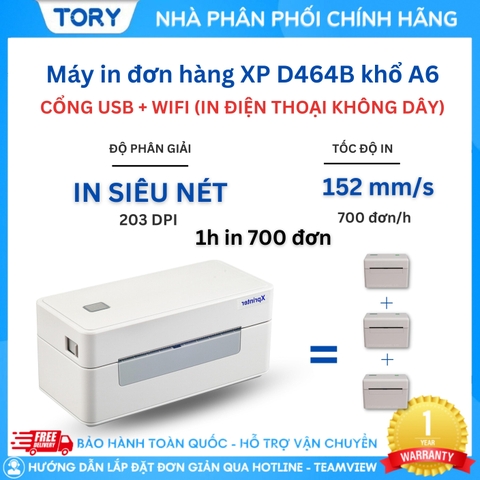 Xprinter XP-D464B (USB+Wifi) Máy in đơn hàng, tem nhãn. In không dây, in qua điện thoại. Máy in đơn hàng, in tem nhãn, in vận đơn TMĐT khổ 110mm