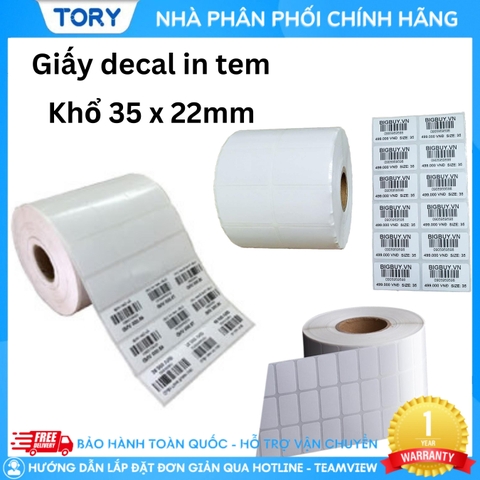 [GIẤY CHẤT LƯỢNG TỐT] Giấy decal in tem, in nhãn 2 hàng khổ 35x22 mm, dài 30m, 1 cuộn 2500 tem