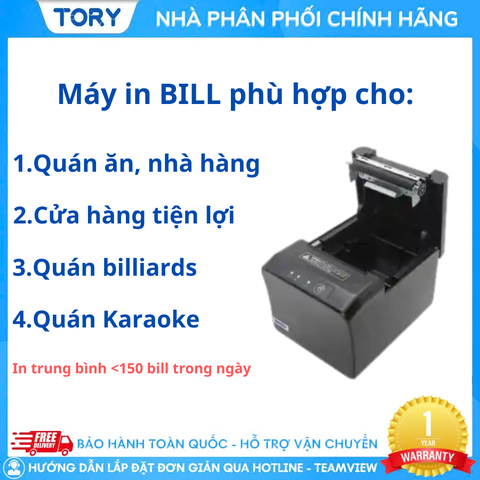 Máy in nhiệt, in bill hàng chính hãng Xprinter XP-Q806K mẫu đẹp, khổ 80mm, in điện thoại (USB + LAN)