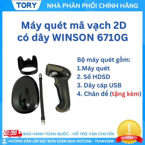 Máy quét mã vạch cầm tay 1D, 2D, QRCode, CCCD Winson WNI-6710G (kết nối USB)