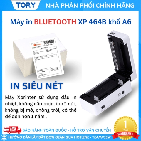 Xprinter XP-D464B (USB+Bluetooth) Máy in đơn hàng, tem nhãn. In không dây, in qua điện thoại. Máy in đơn hàng, in tem nhãn, in vận đơn TMĐT khổ 110mm
