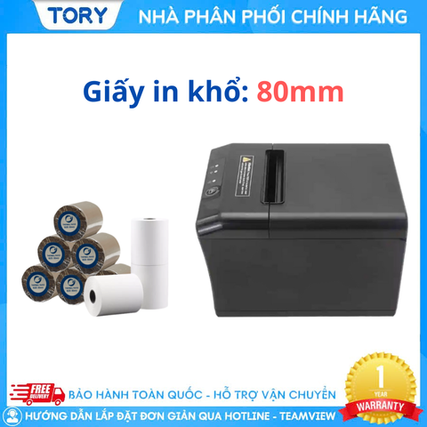 Máy in nhiệt, in bill hàng chính hãng Xprinter XP-Q806K mẫu đẹp, khổ 80mm, in điện thoại (USB + LAN)