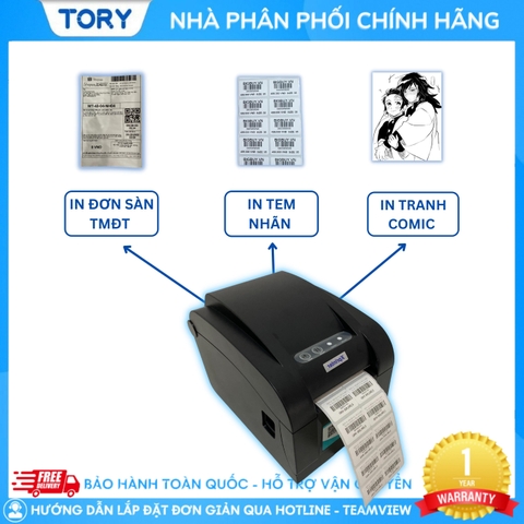 Máy in mã vạch, tem nhãn, decal, hàng chính hãng Xprinter XP-350B khổ 80mm (kết nối USB)