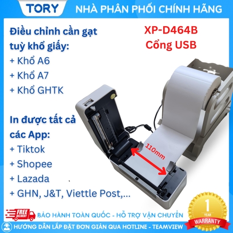 Xprinter XP-D464B (USB) Máy in đơn hàng, tem nhãn. Máy in đơn hàng, in tem nhãn, in vận đơn TMĐT khổ 110mm