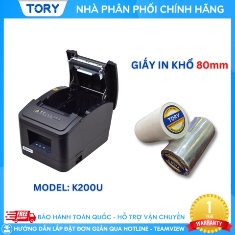 Máy in nhiệt, in bill hàng chính hãng Xprinter XP-K200U khổ 80mm (kết nối USB)
